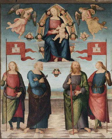 Madonna in gloria tra i santi Gervasio, Pietro, Paolo, Protasio - Perugino