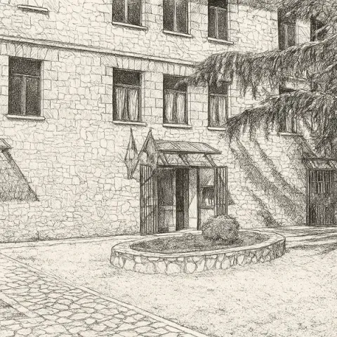 Disegno dell'ingresso alla biblioteca  comunale 'Armando Ricci'