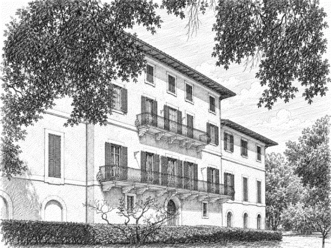 Disegno della facciata di Villa Spinola
