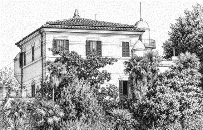 Disegno che ritrae Villa Fongoli