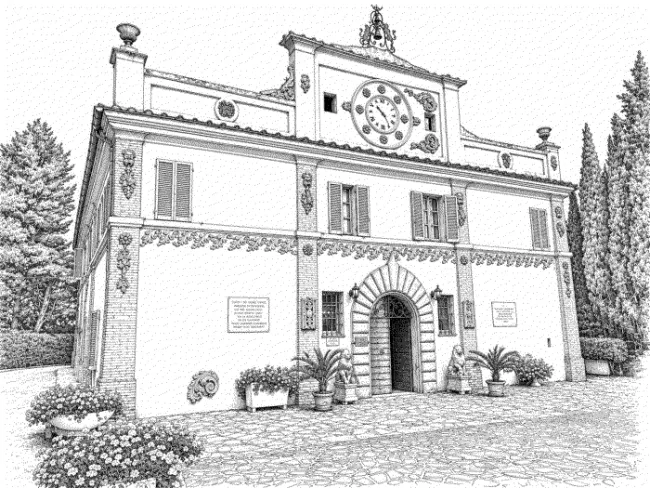 Disegno del fronte di Villa San Donnino