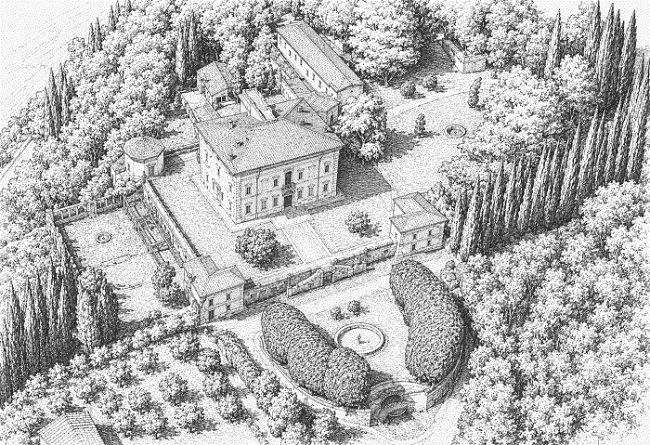 Illustrazione del Complesso della Villa del Colle del Cardinale