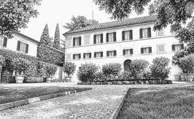 Disegno del fronte della Villa Valvitiano