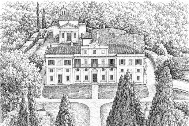 Disegno della villa dall'alto