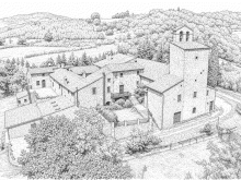 Disegno della veduta dellAbbazia di Vallingeno