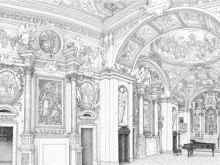 Illustrazione dell'interno dell'Oratorio del Crocifisso