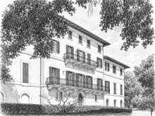 Disegno della facciata di Villa Spinola