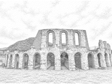 Disegno dell'Anfiteatro romano di Gubbio