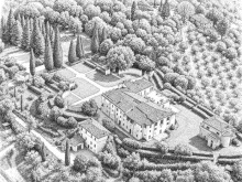 Disegno del Parco di villa Pianciani dall'alto
