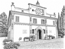 Disegno del fronte di Villa San Donnino