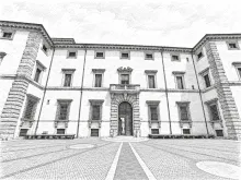 Disegno della facciata di Palazzo Cesi ad Acquasparta