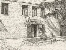 Disegno dell'ingresso alla biblioteca  comunale 'Armando Ricci'